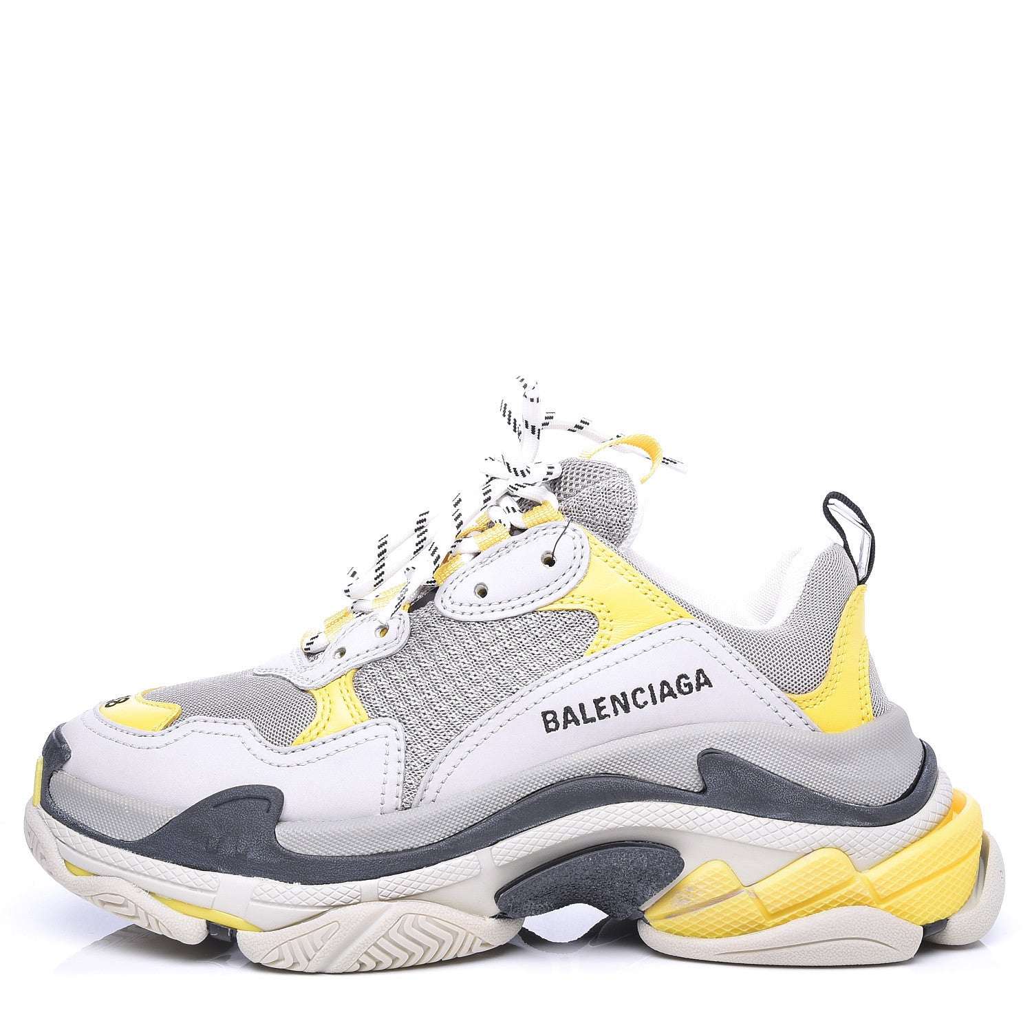 Balenciaga Fabric Mesh Womens Triple S Sneakers 38 Yellow Grey White 1 of 8