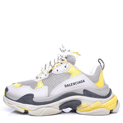 Balenciaga Fabric Mesh Womens Triple S Sneakers 38 Yellow Grey White 1 of 8