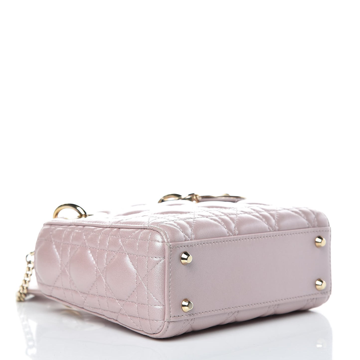 Metallic Lambskin Cannage Mini Lady Dior Lotus