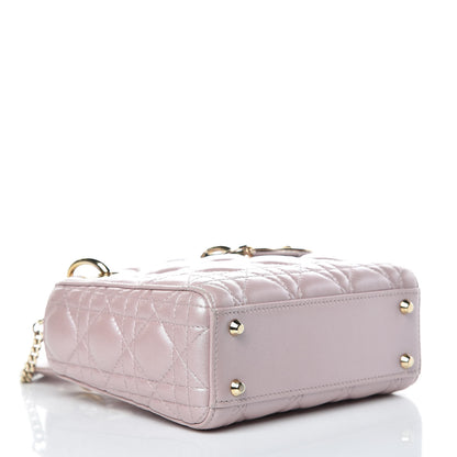 Christian Dior Metallic Lambskin Cannage Mini Lady Dior Lotus 4 of 15