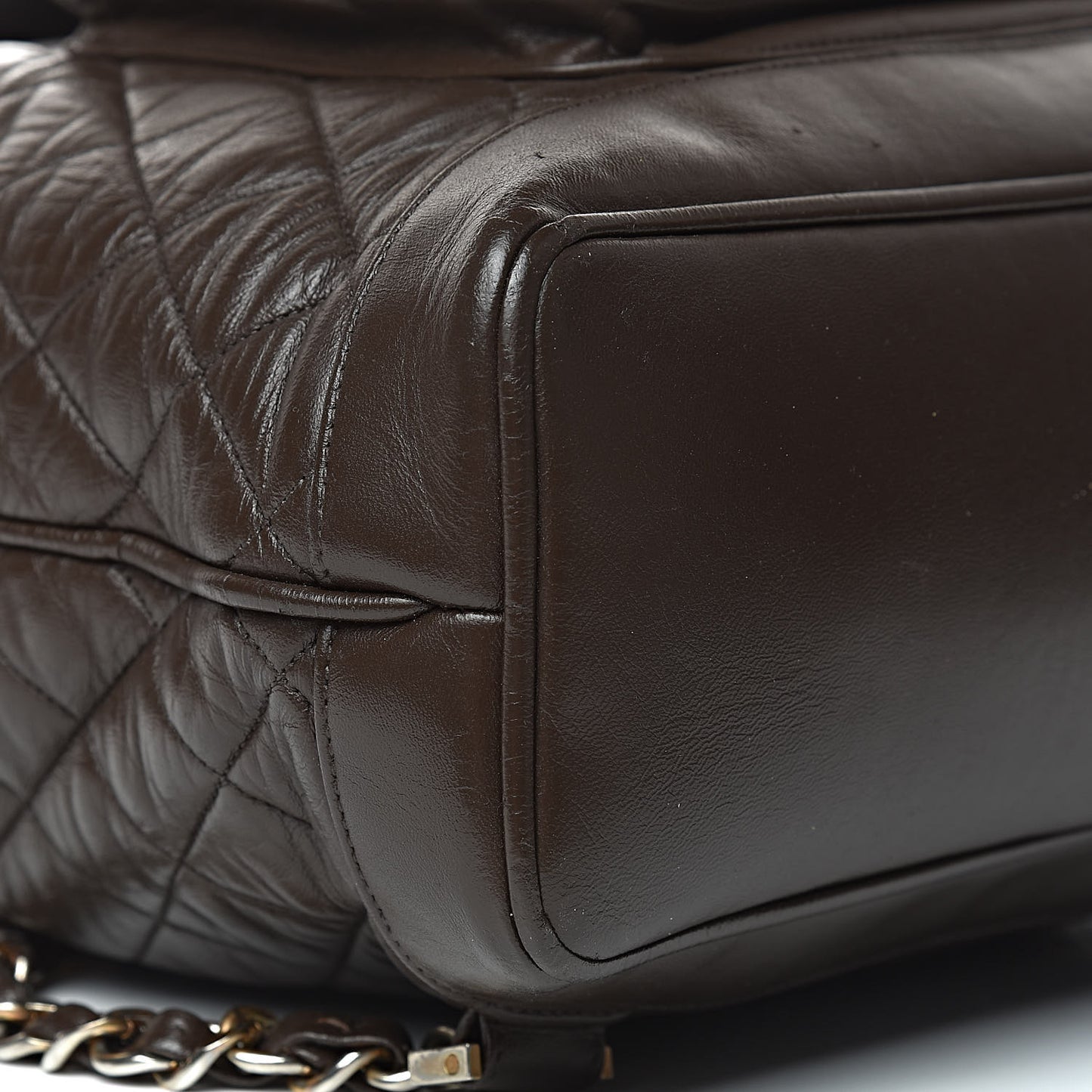 Lambskin Quilted Backpack Brown