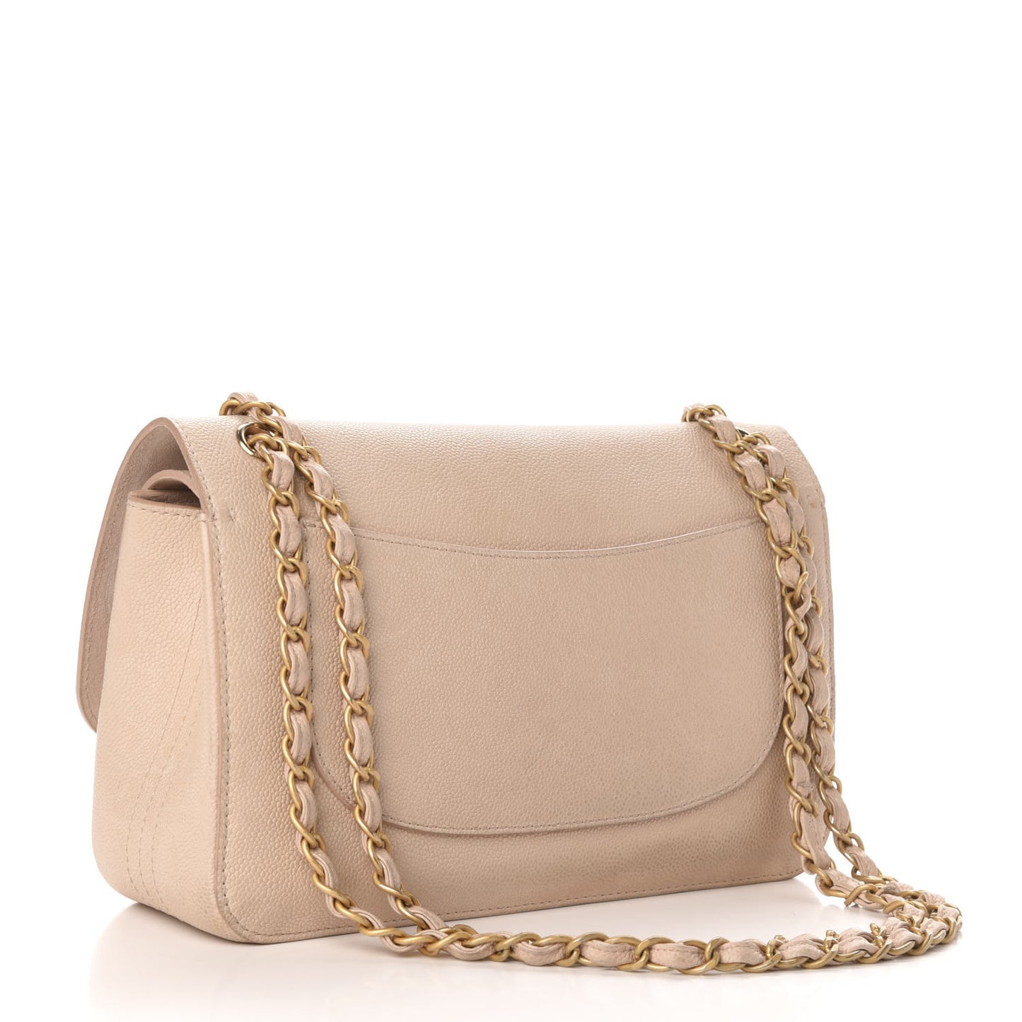 Grained Calfskin Jumbo Classic Pure Double Flap Nude