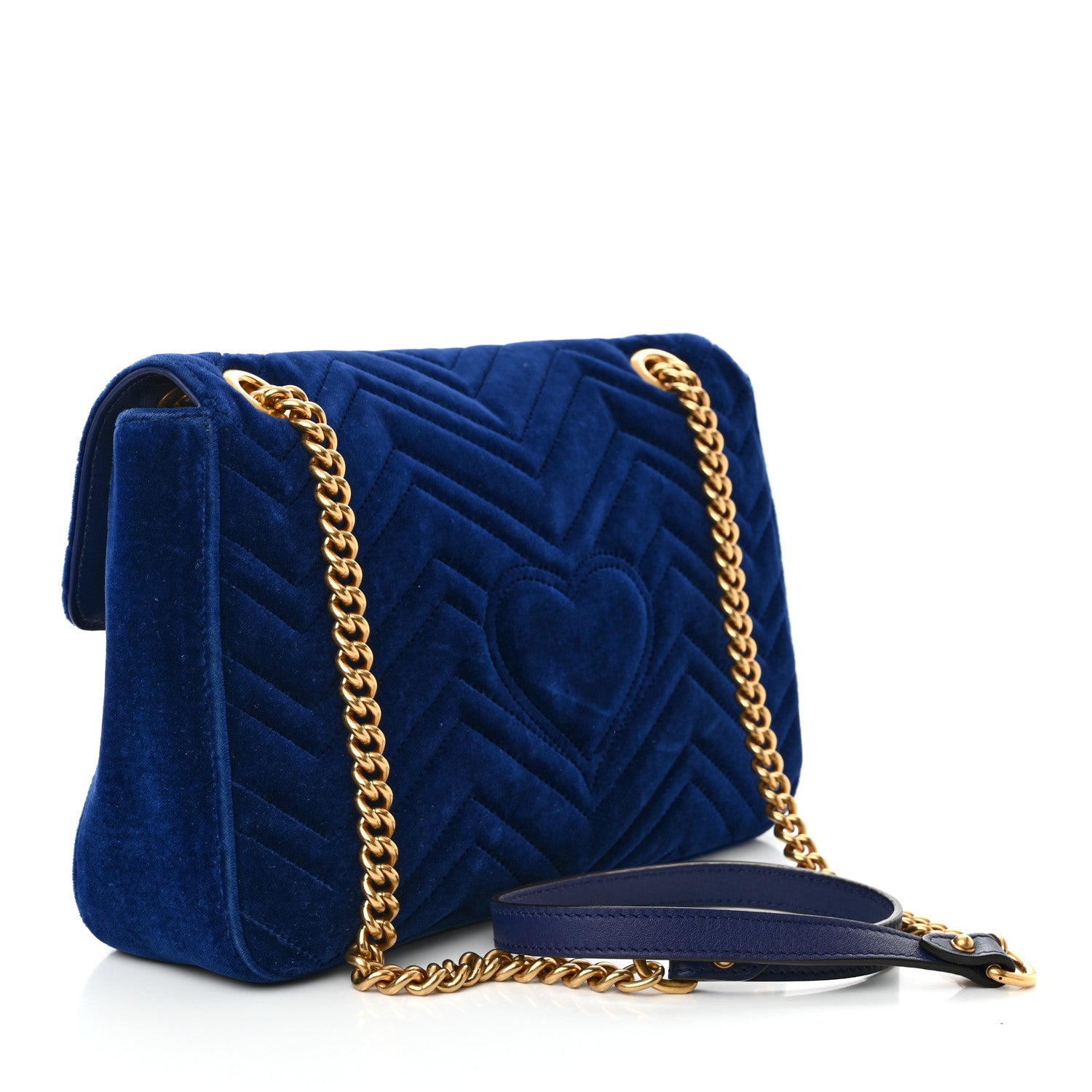 Gucci Velvet Matelasse Medium GG Marmont Shoulder Bag Cobalt Blue 3 of 14