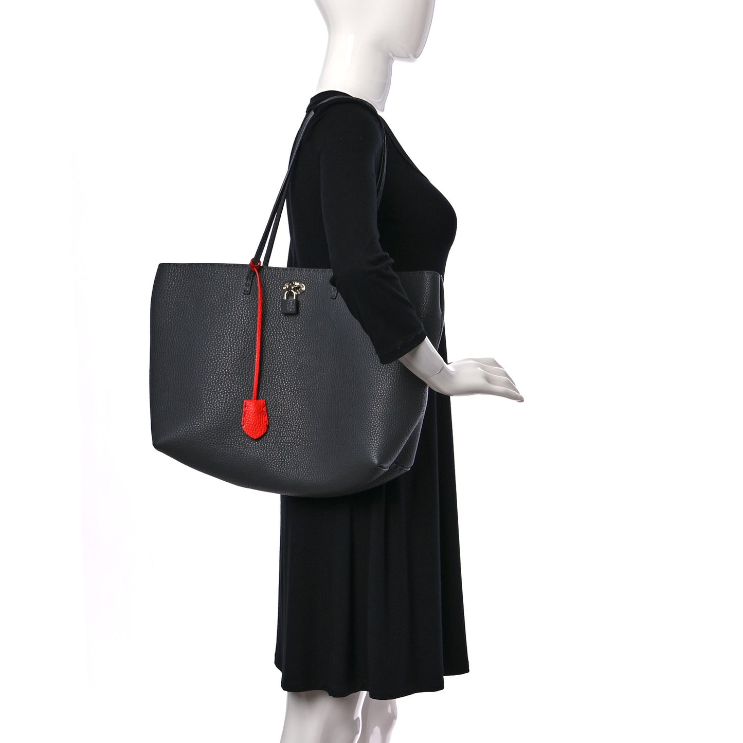 Cuoio Romano Selleria Bi-Color Carla Shopping Tote Asfalto Papavero