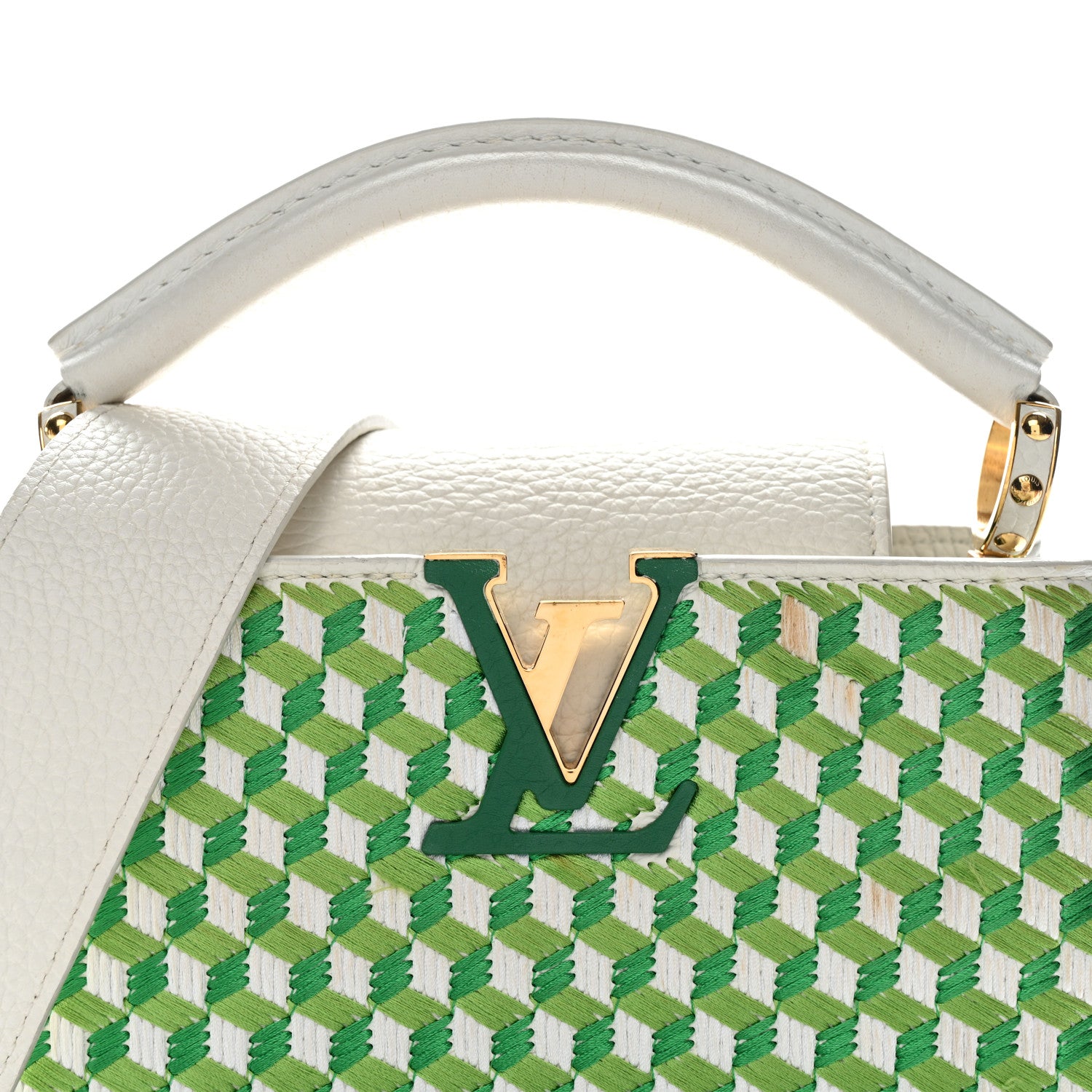 Louis Vuitton Taurillon Braided Capucines Mini Vert 7 of 11