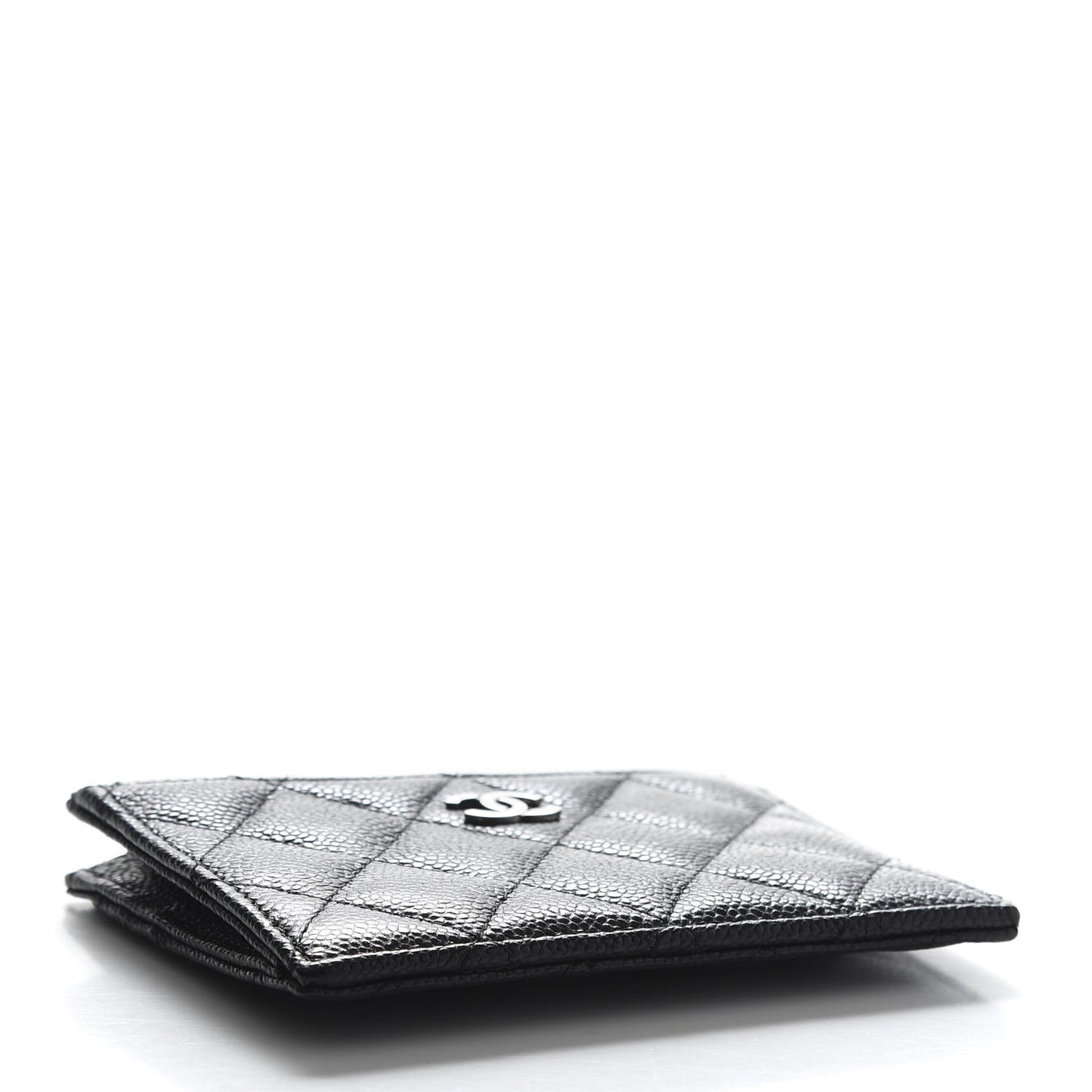 Caviar Quilted CC Zip Card Holder Black