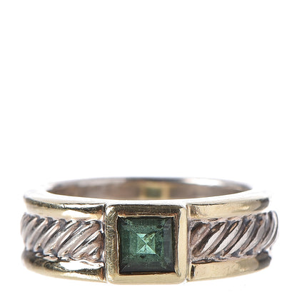 David Yurman Sterling Silver 14K Gold Tourmaline Cable Ring 50 5.5 1 of 5
