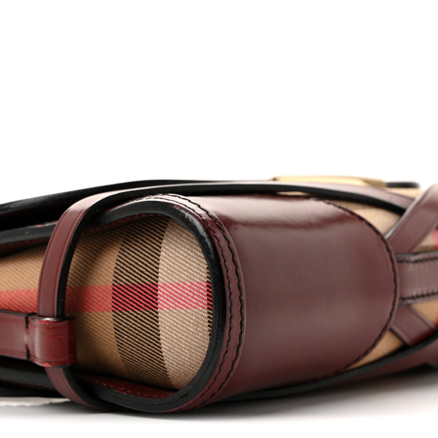 House Check Bridle Calfskin Small Abbott Crossbody Bag Red Claret