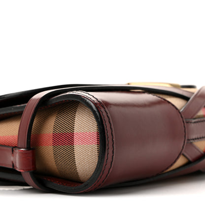 Burberry House Check Bridle Calfskin Small Abbott Crossbody Bag Red Claret 8 of 14