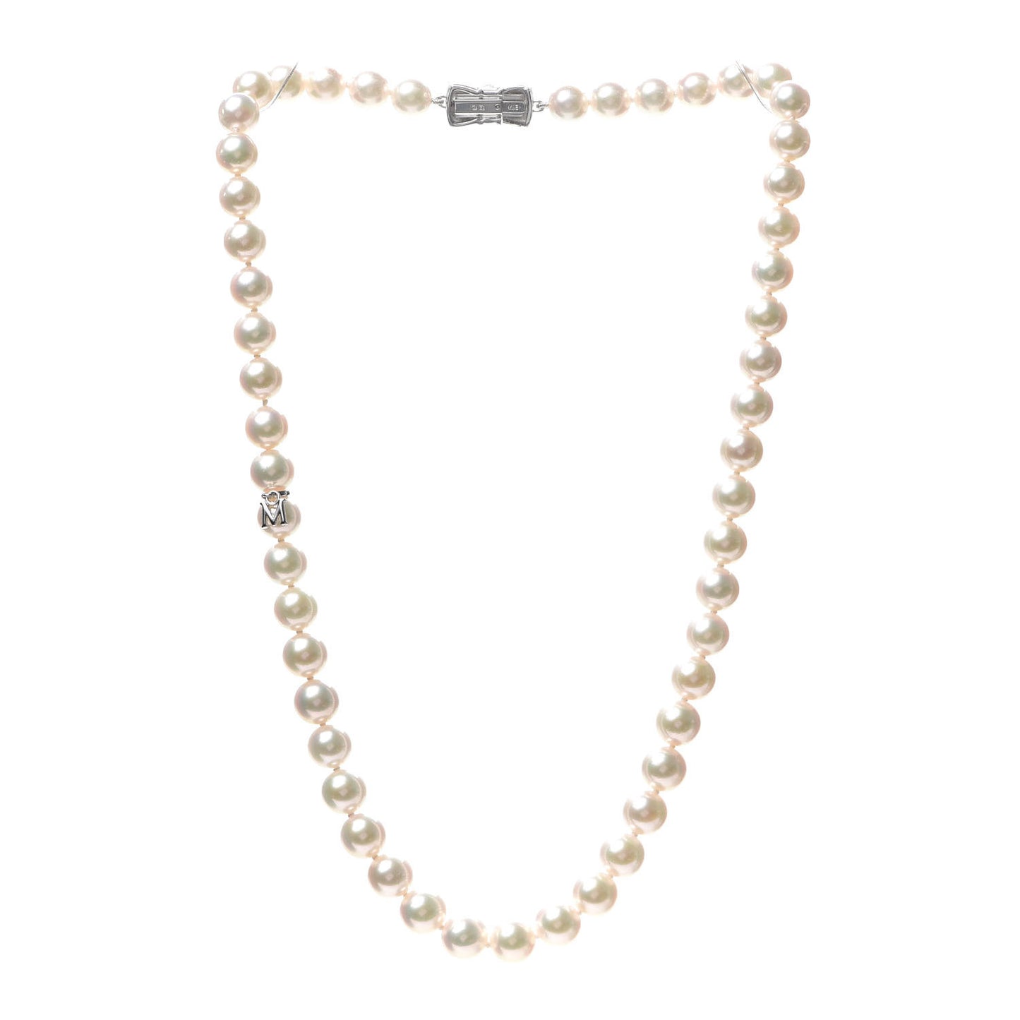 18K White Gold Akoya Pearl 7-7.5mm Strand Necklace 16"