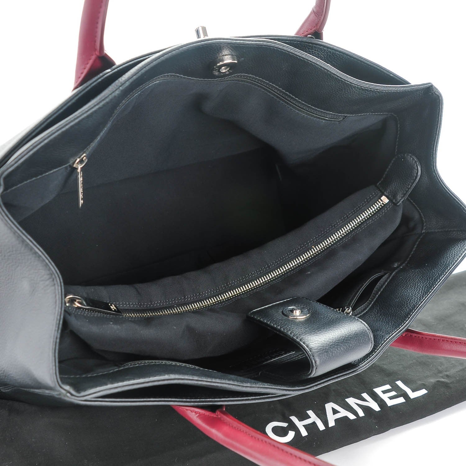 Chanel Calfskin Cerf Executive Shopper Tote Burgundy Black 5 of 7