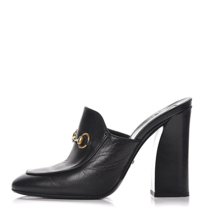 Gucci Malaga Kid Horsebit Princetown High Heel Mules 40 Black 1 of 11