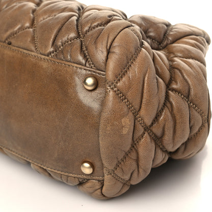 Chanel Lambskin Bubble Quilt Bowler Dark Beige 9 of 12