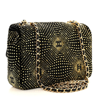 Chanel Velvet Strass Evening Flap Bag Black Gold 3 of 11