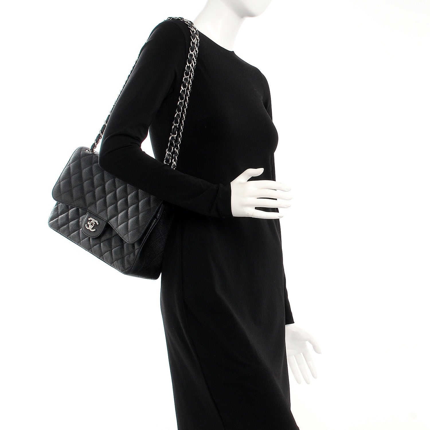 Chanel Caviar Quilted Jumbo Double Flap Black 2 of 13