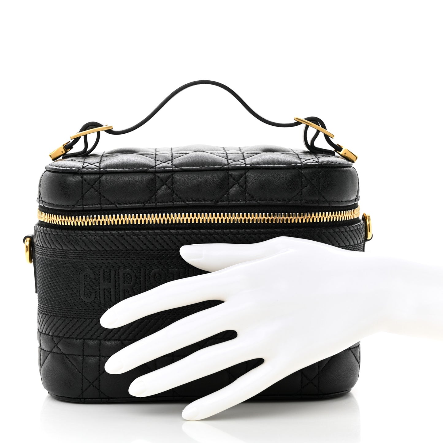 Lambskin Cannage Small Diortravel Vanity Case Black