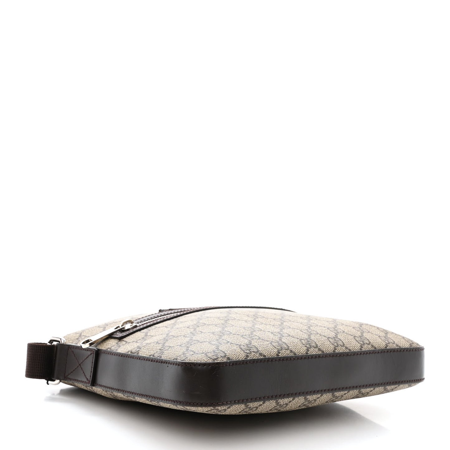 GG Supreme Monogram Selleria Calfskin Small Flat Messenger Bag Beige Ebony Cocoa Marrone Scuro
