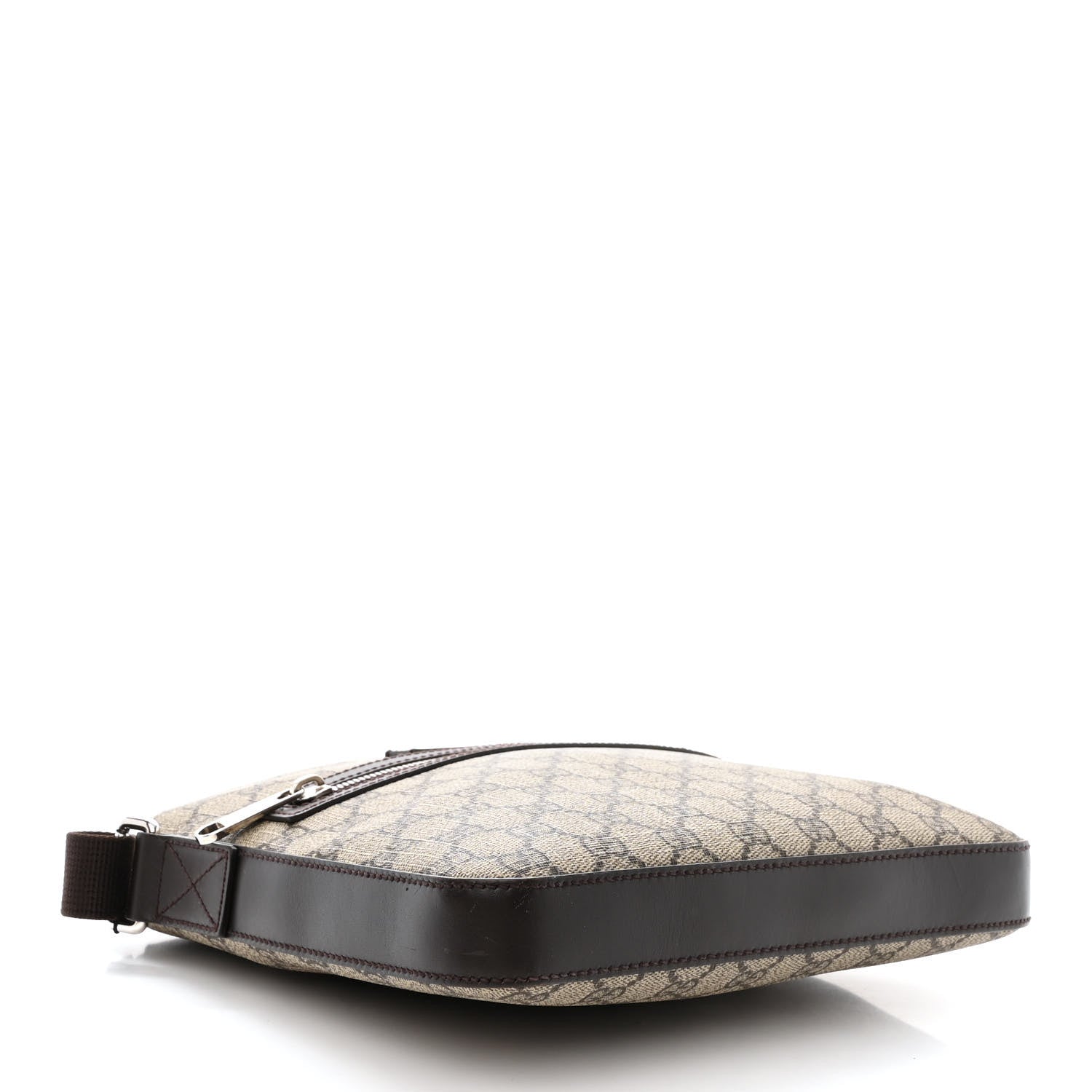 Gucci GG Supreme Monogram Selleria Calfskin Small Flat Messenger Bag Beige Ebony Cocoa Marrone Scuro 7 of 20