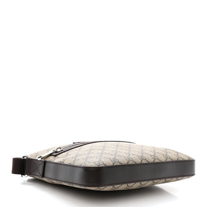 Gucci GG Supreme Monogram Selleria Calfskin Small Flat Messenger Bag Beige Ebony Cocoa Marrone Scuro 7 of 20