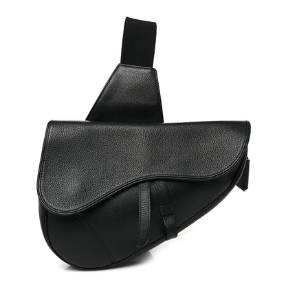 Christian Dior Grained Calfskin Mens Saddle Bag Black 1 of 10