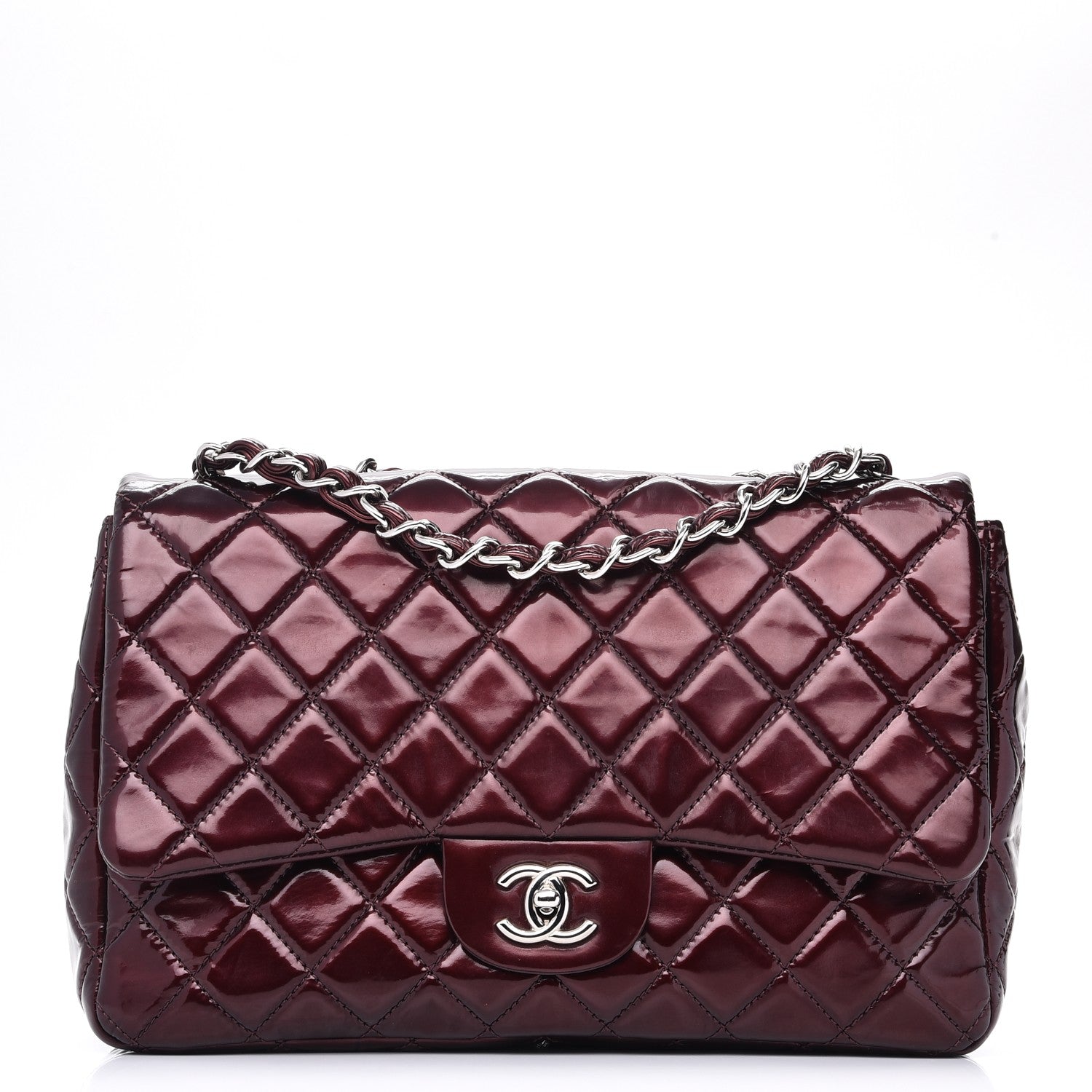 Chanel Patent Quilted Jumbo Single Flap Bordeaux 1 of 9