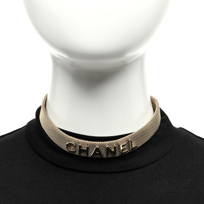 Chanel Mesh Logo Choker Necklace Gold 2 of 4