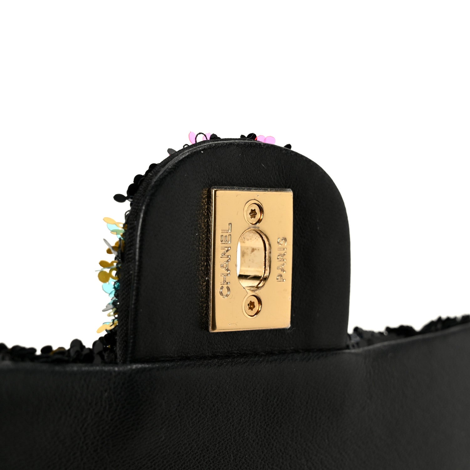 Chanel Sequin Logo CC Small Single Flap Black Multicolor 7 of 11