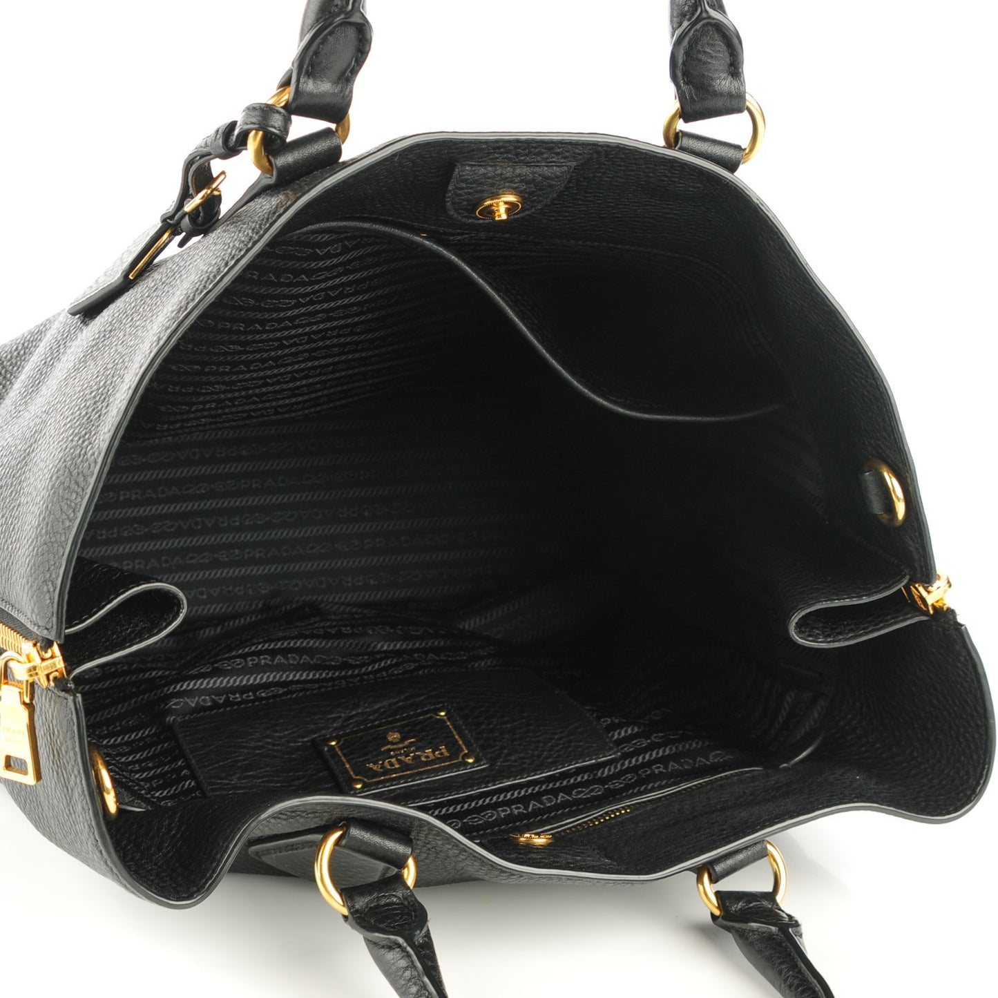 Vitello Daino Side Zip Shopping Tote Nero Black
