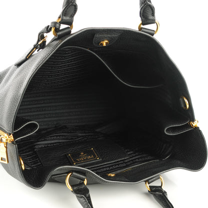 Prada Vitello Daino Side Zip Shopping Tote Nero Black 6 of 10