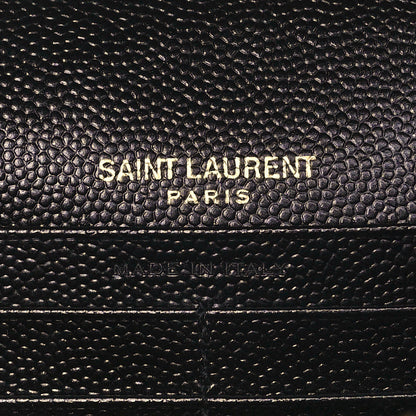 Saint Laurent Grain De Poudre Matelasse Chevron Monogram Chain Wallet Black 6 of 12