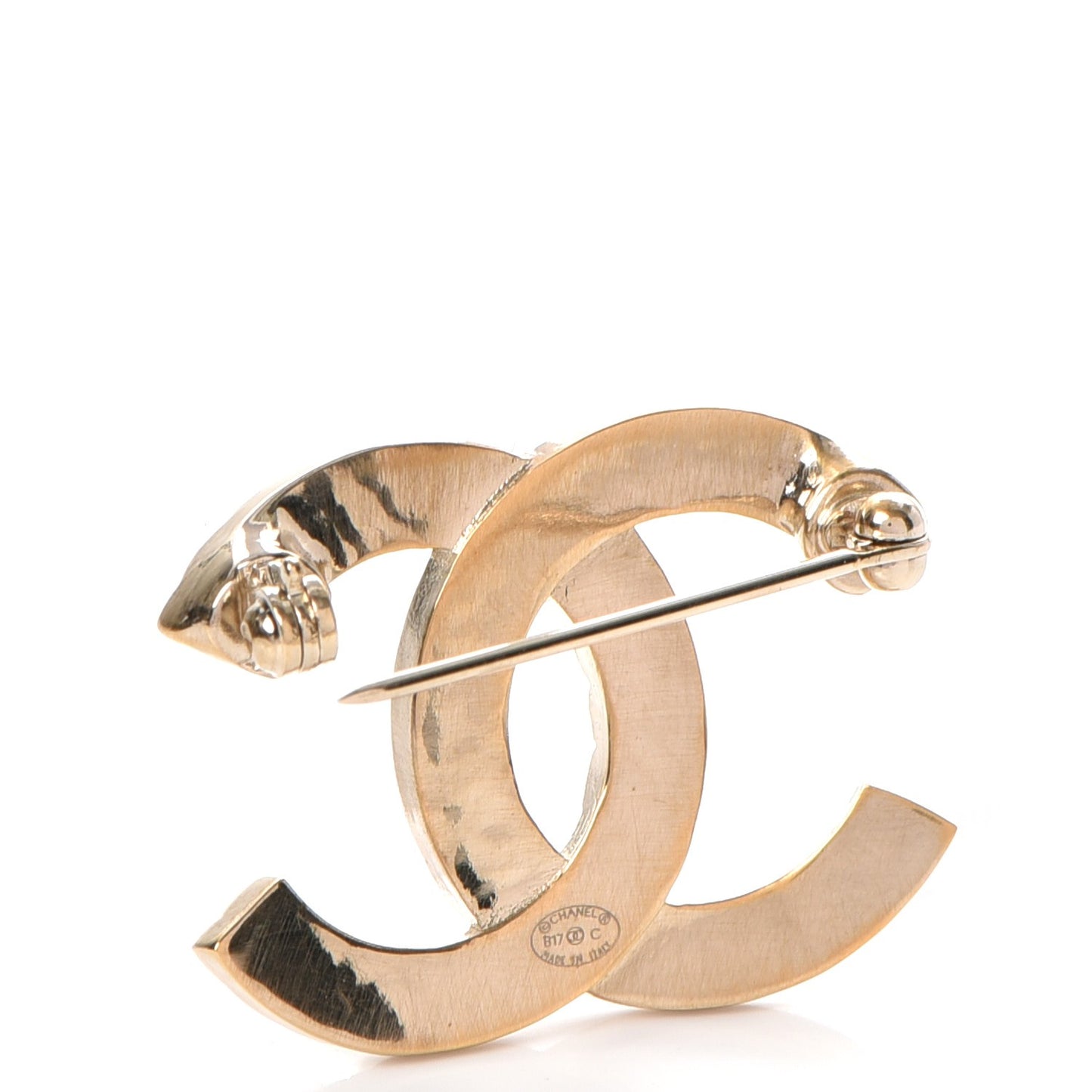 Crystal CC Mini Brooch Gold