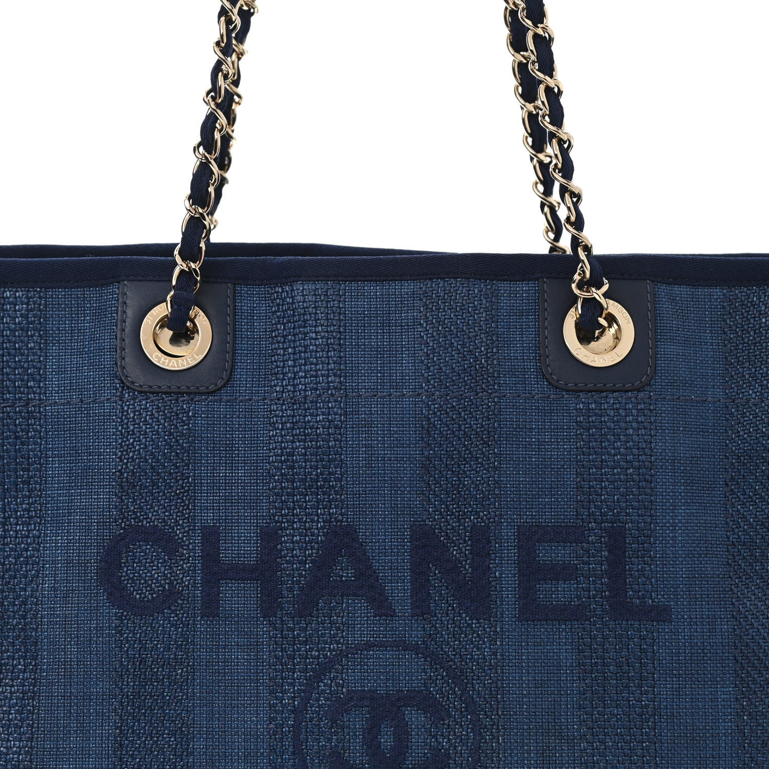 Chanel Mixed Fibers Striped Small Deauville Tote Navy Blue 10 of 10