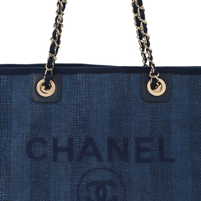 Chanel Mixed Fibers Striped Small Deauville Tote Navy Blue 10 of 10