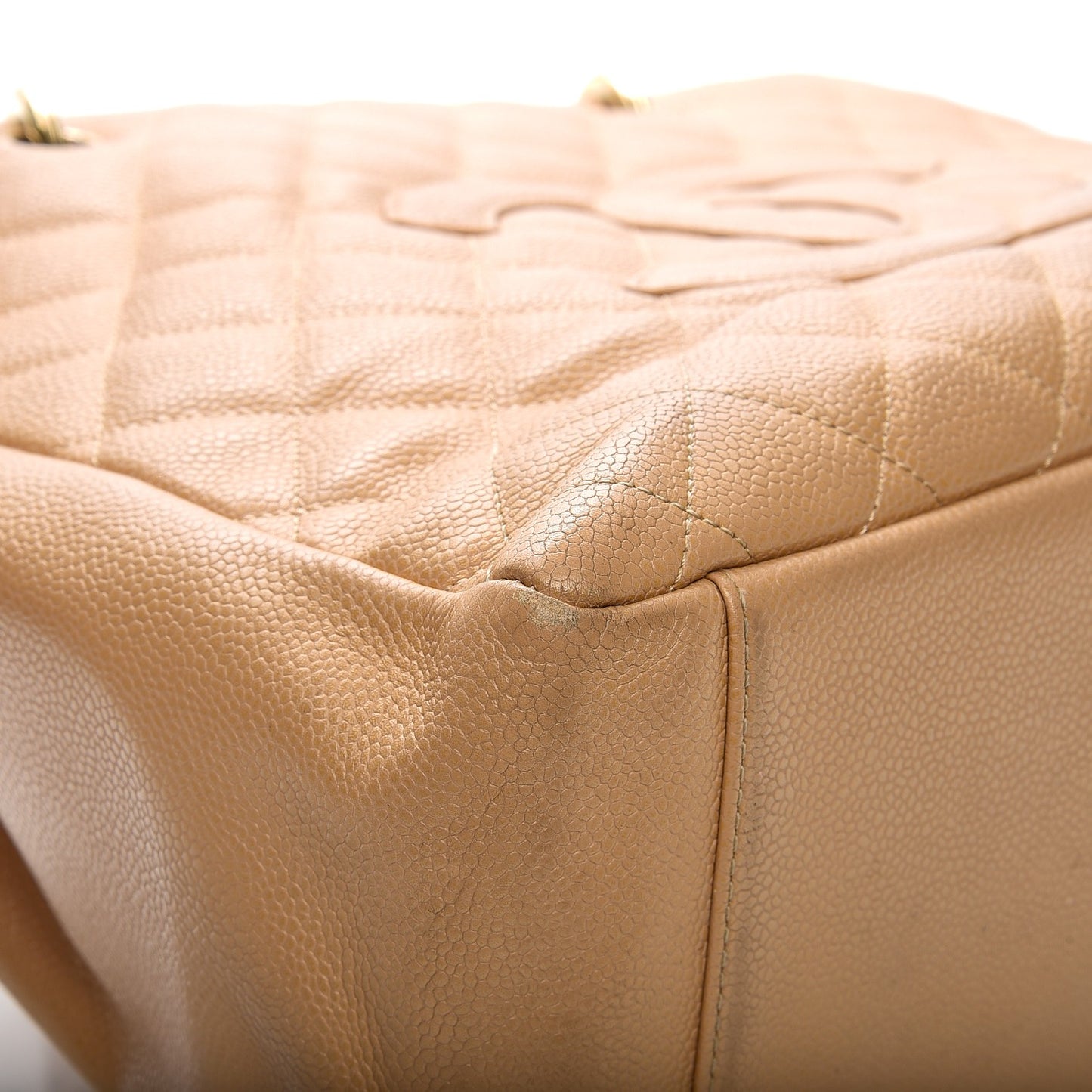 Caviar Quilted Grand Shopping Tote GST Beige