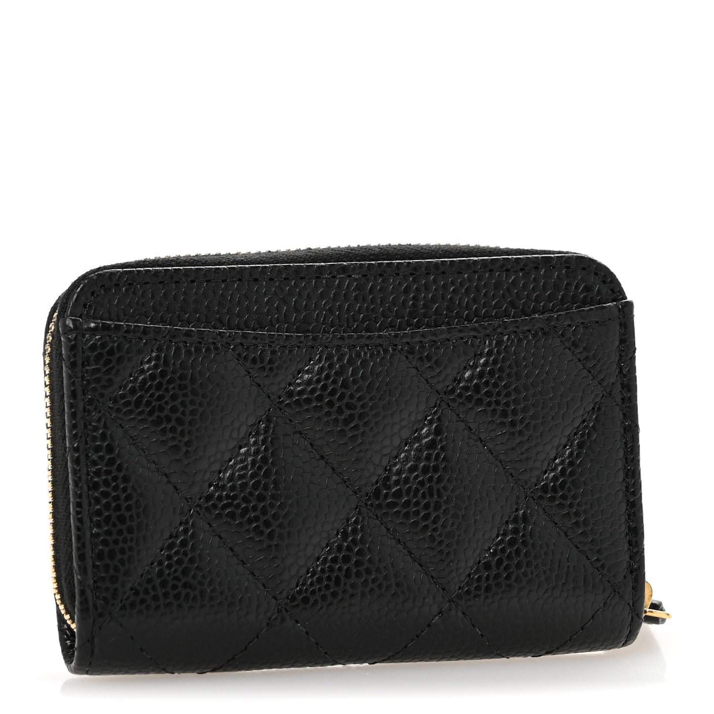 Caviar Quilted Zip Coin Purse Black