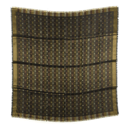 Louis Vuitton Silk Lurex Wool So Shine Monogram Shawl Black 1 of 3