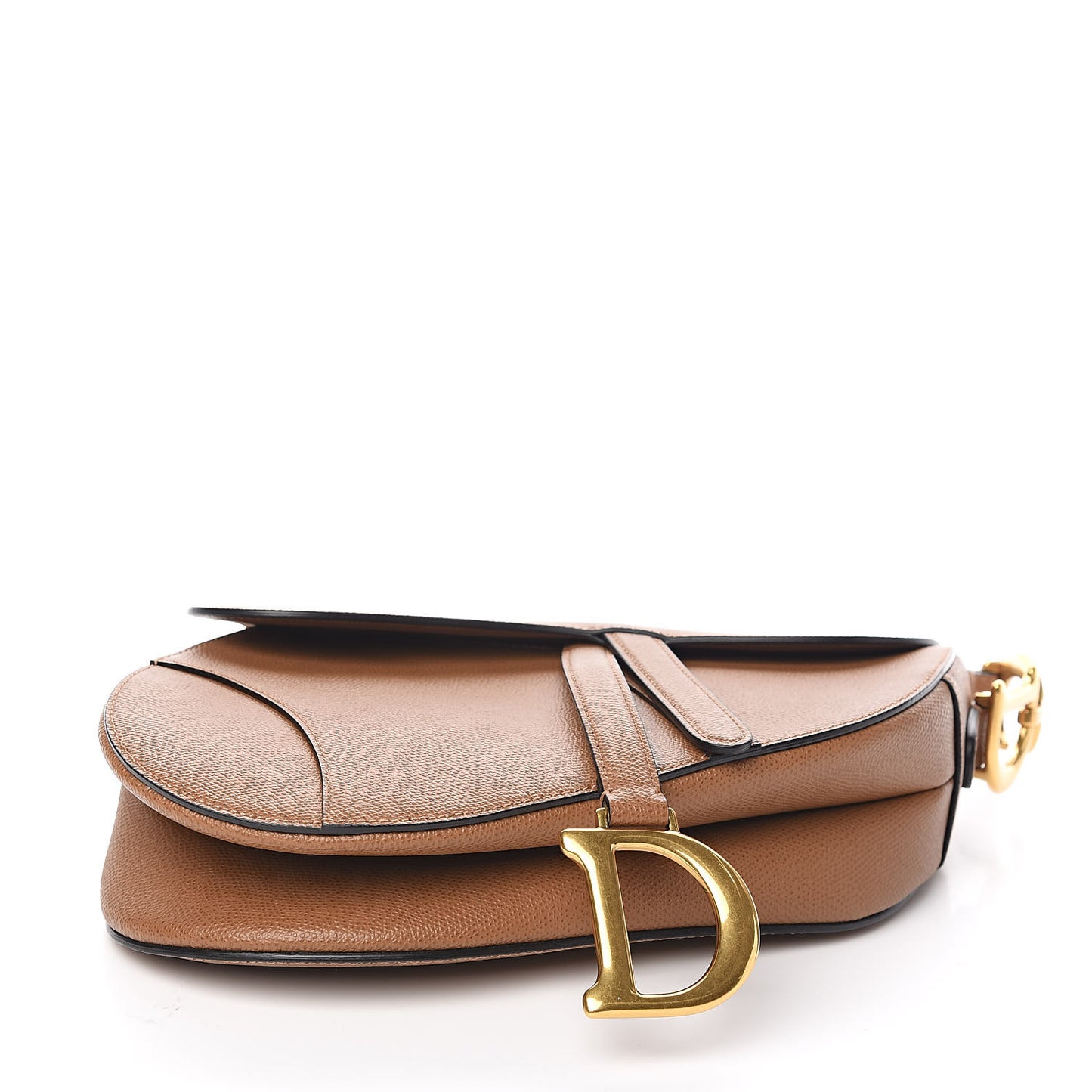 Grained Calfskin Saddle Bag Camello