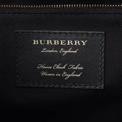 Burberry Grainy Calfskin House Check Large Banner Tote Black 8 of 9