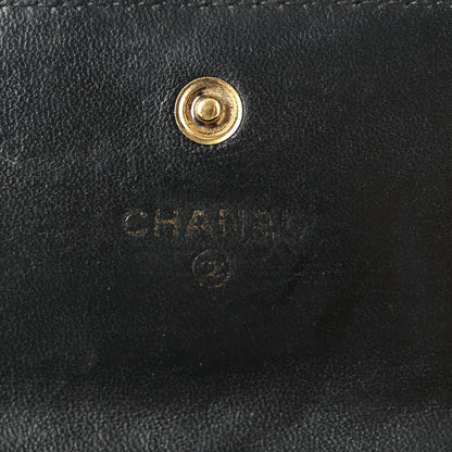 Chanel Lambskin Camellia Embossed Large Gusset Flap Wallet Black 6 of 8