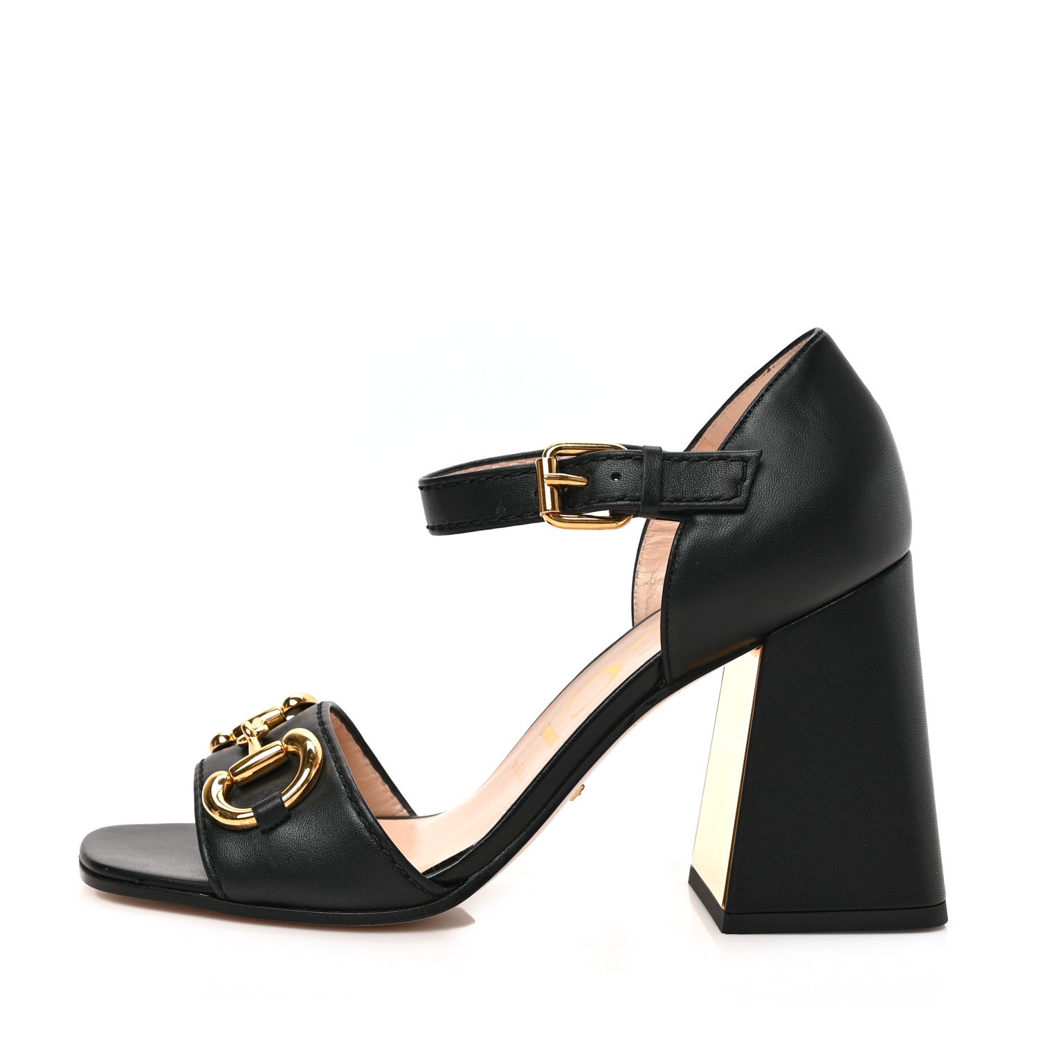 Gucci Nappa Horsebit Cross Strap 95mm Sandals 38 Black 1 of 8