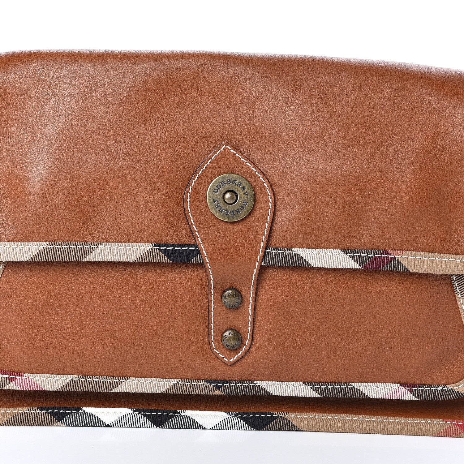 Burberry Calfskin House Check Trim Bates Shoulder Bag Cognac 11 of 11