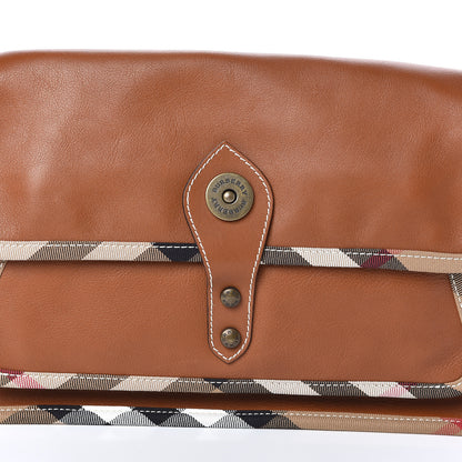 Burberry Calfskin House Check Trim Bates Shoulder Bag Cognac 11 of 11