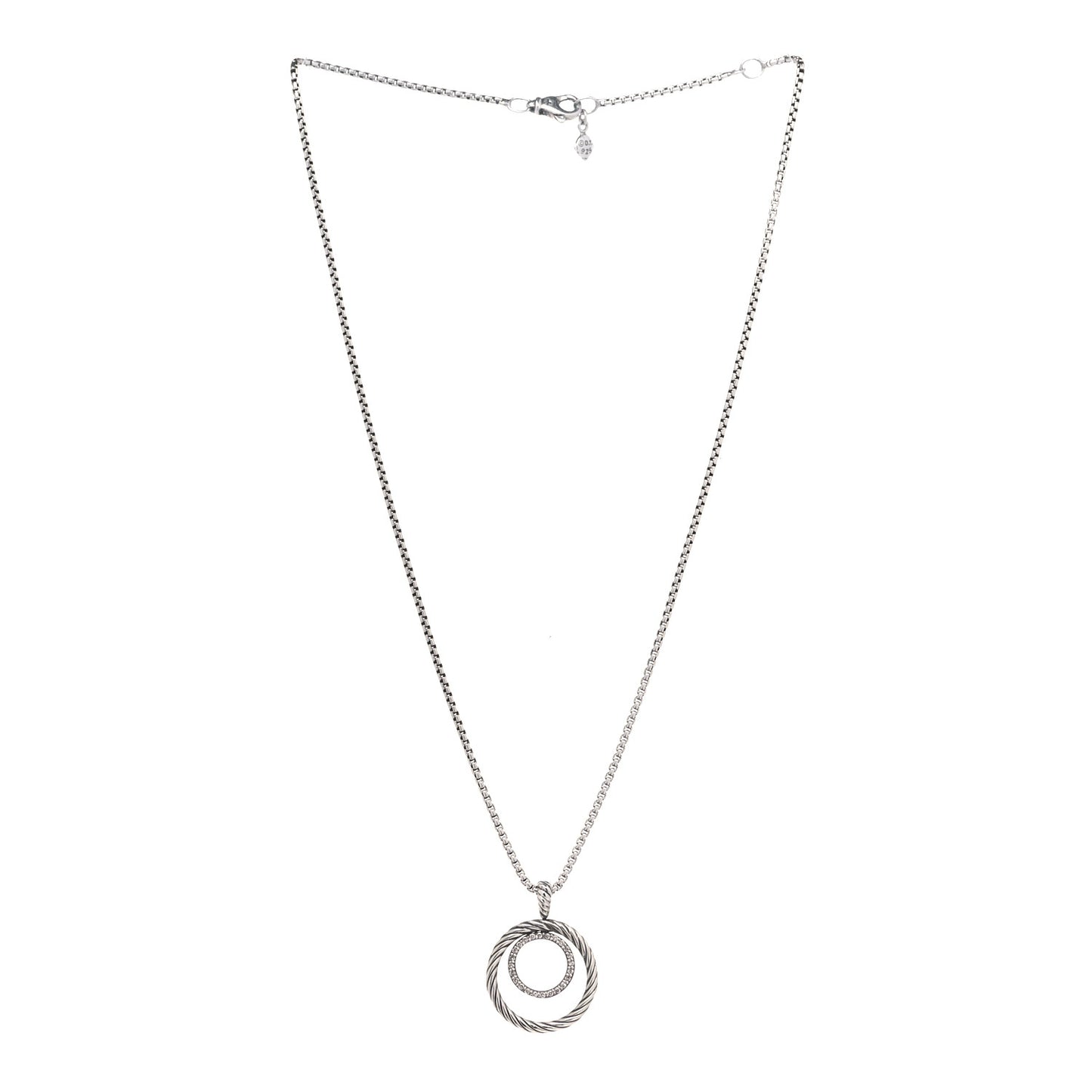Sterling Silver Diamond Mobile Circle Pendant Necklace
