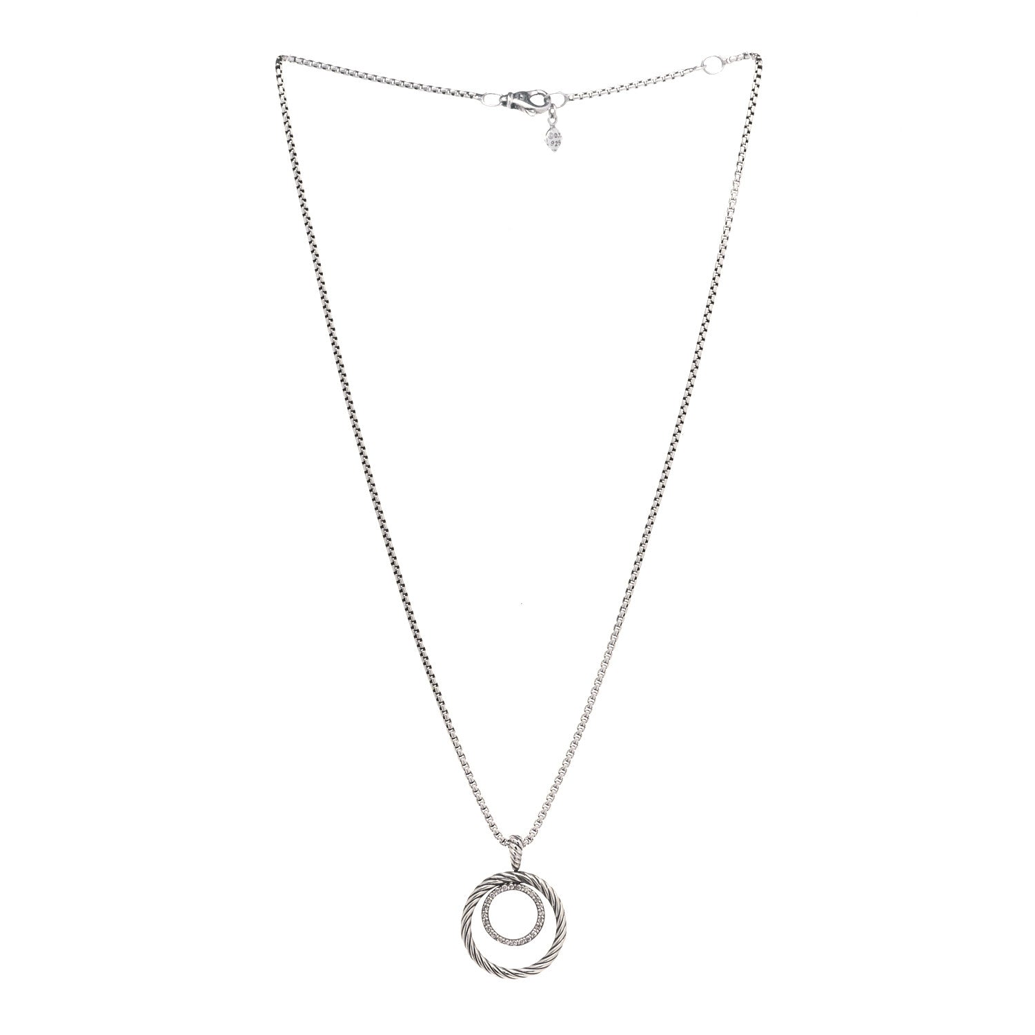 David Yurman Sterling Silver Diamond Mobile Circle Pendant Necklace 2 of 4