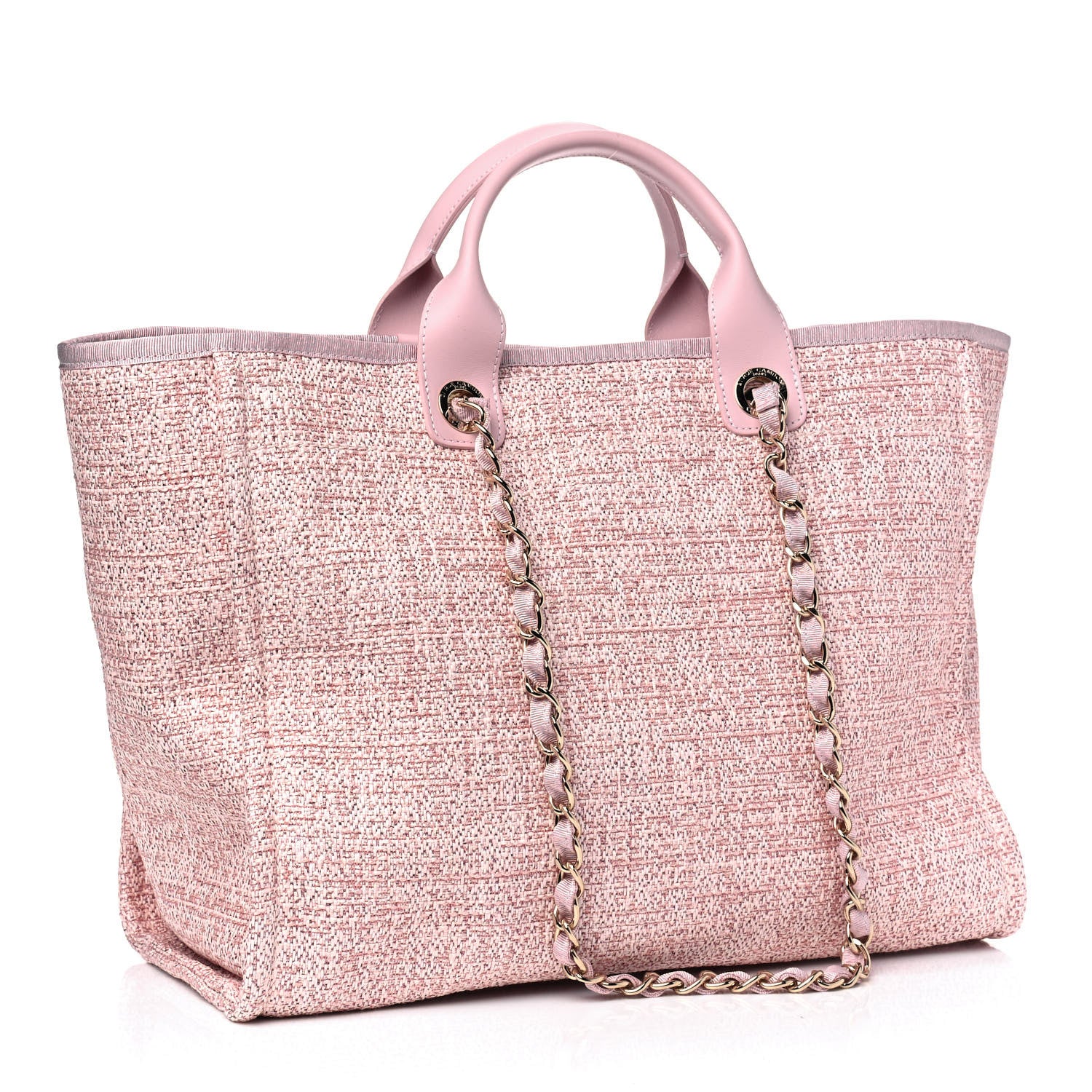 Chanel Lurex Boucle Deauville Medium Tote Pink 2 of 4