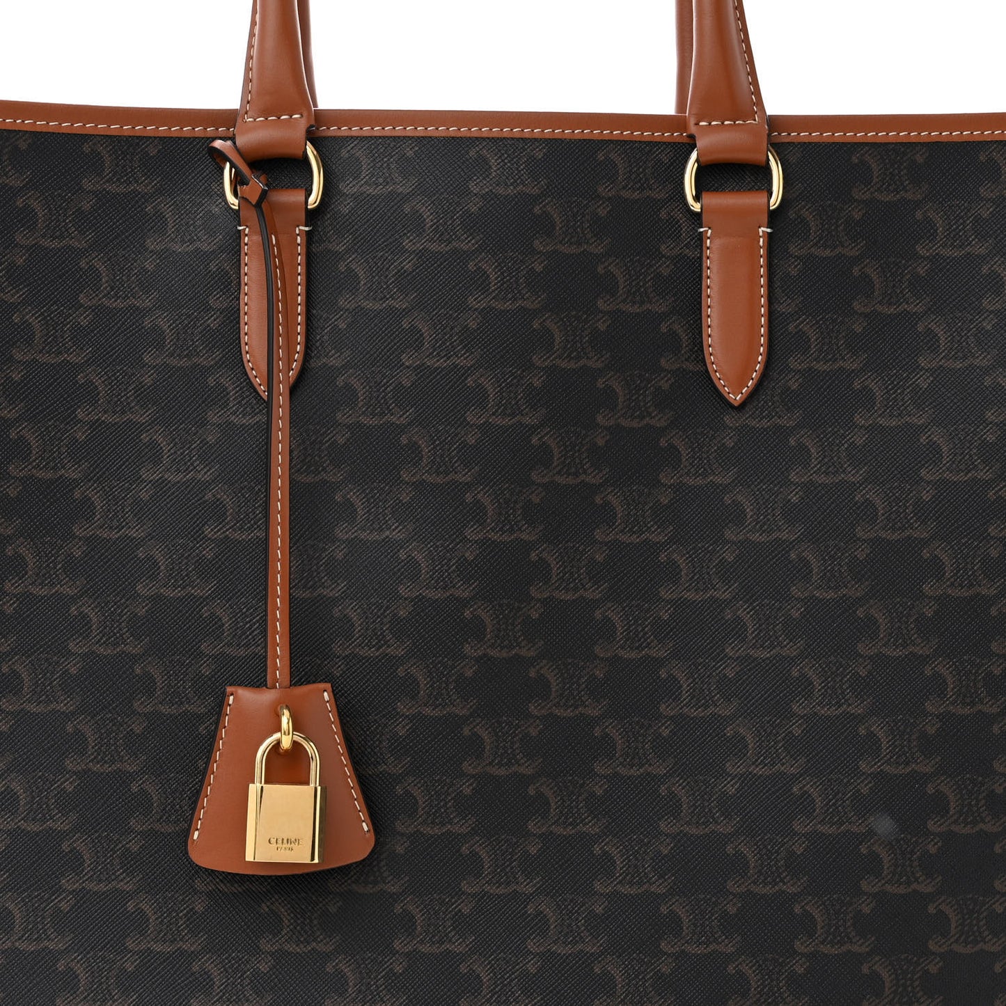 Triomphe Canvas Calfskin Horizontal Cabas Tan