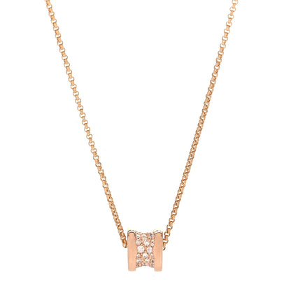 Bulgari 18K Rose Gold Diamond Small B.Zero1 Pave Pendant Necklace 1 of 5