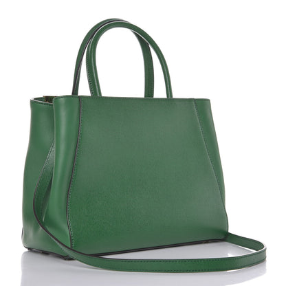 Fendi Vitello Elite Flamingo Petite 2Jours Tote Emerald 3 of 8