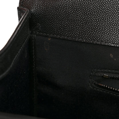 Saint Laurent Grain De Poudre Textured Mixed Matelasse Large Triquilt Monogram Monochrome Satchel Black 11 of 15