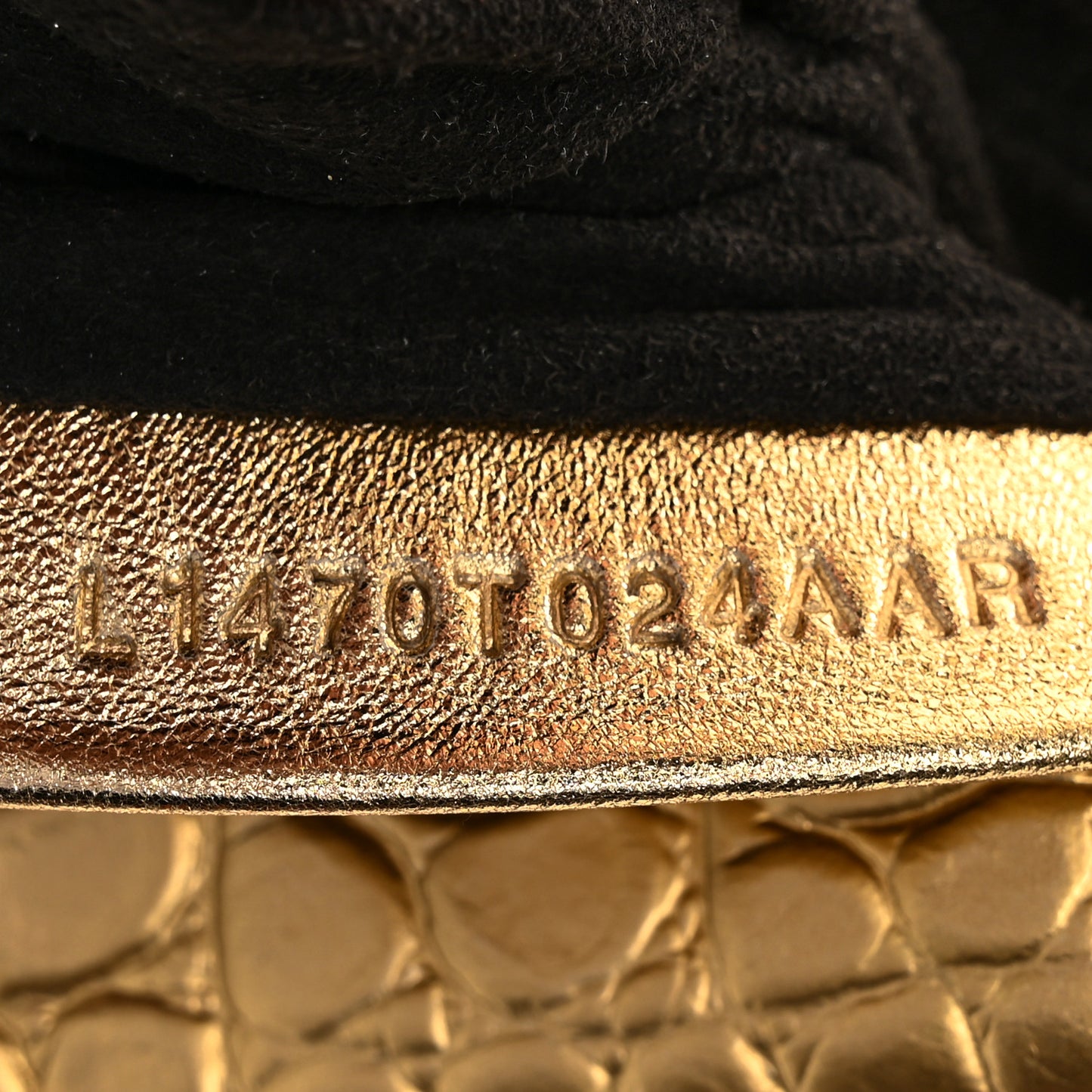 Metallic Calfskin Crocodile Embossed Mini Bianca Hobo Gold